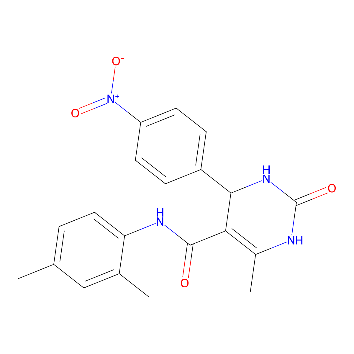N-(2,4-dimethylphenyl)-6-methyl-4-(4-nitrophenyl)-2-oxo-3,4-dihydro-1H-pyrimidine-5-carboxamide molecular structure, CAS 431076-56-1