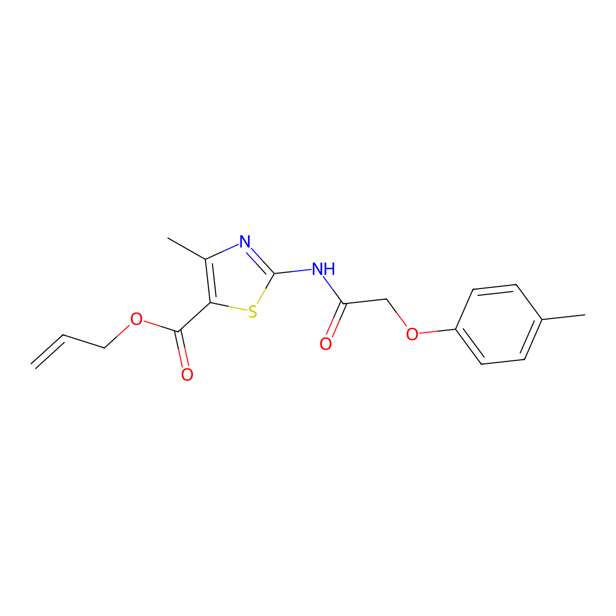 Prop-2-en-1-yl 4-methyl-2-{[(4-methylphenoxy)acetyl]amino}-1,3-thiazole-5-carboxylate molecular structure, CAS 431076-58-3