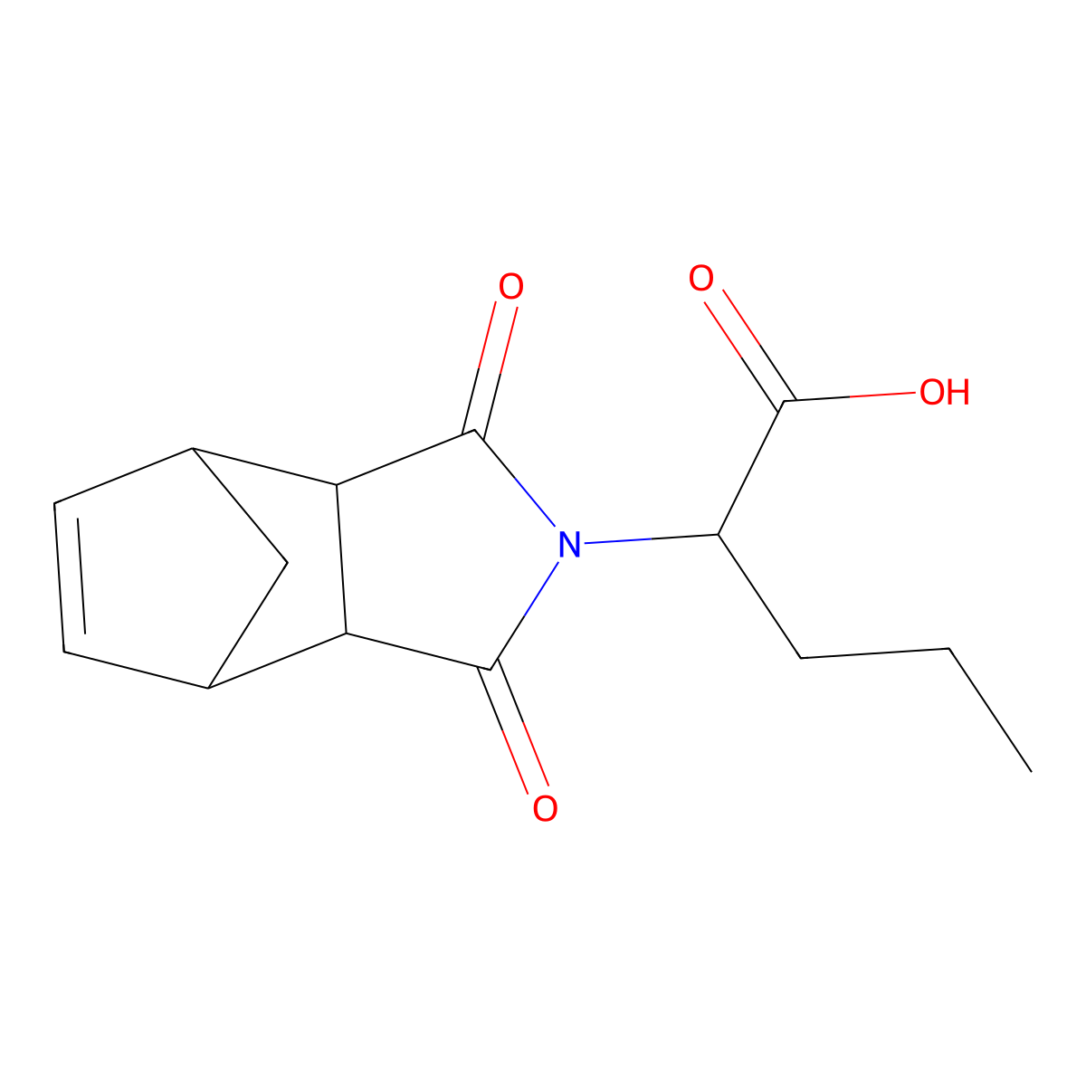 2-(1,3-dioxo-1,3,3a,4,7,7a-hexahydro-2H-4,7-methanoisoindol-2-yl)pentanoic acid molecular structure, CAS 431077-08-6