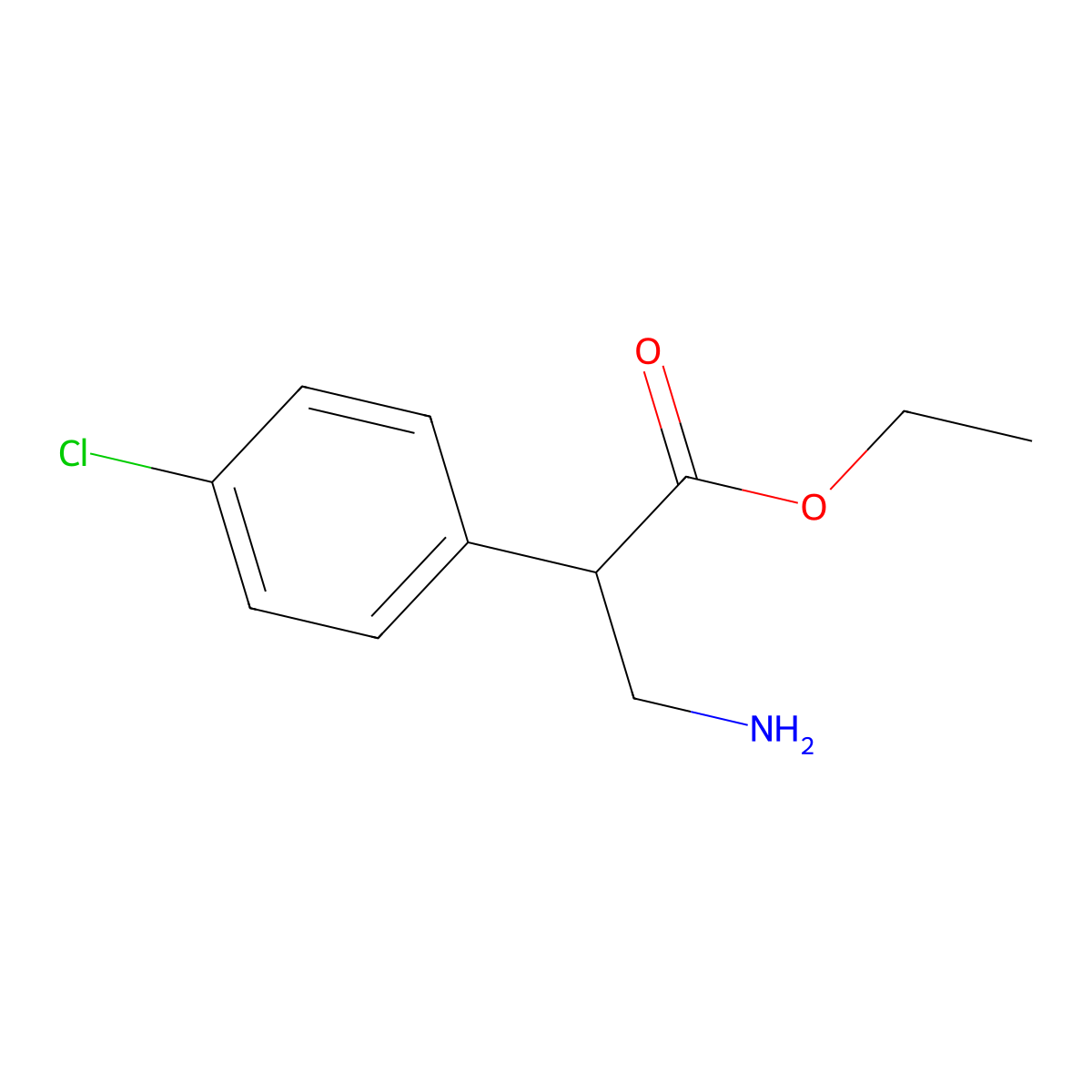 Ethyl 3-amino-2-(4-chlorophenyl)propanoate molecular structure, CAS 4311-01-7