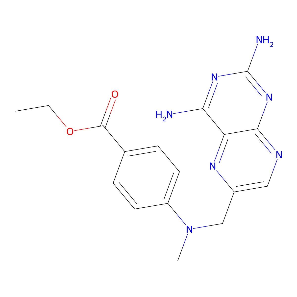 Ethyl 4-[(2,4-diaminopteridin-6-yl)methyl-methylamino]benzoate molecular structure, CAS 43111-51-9