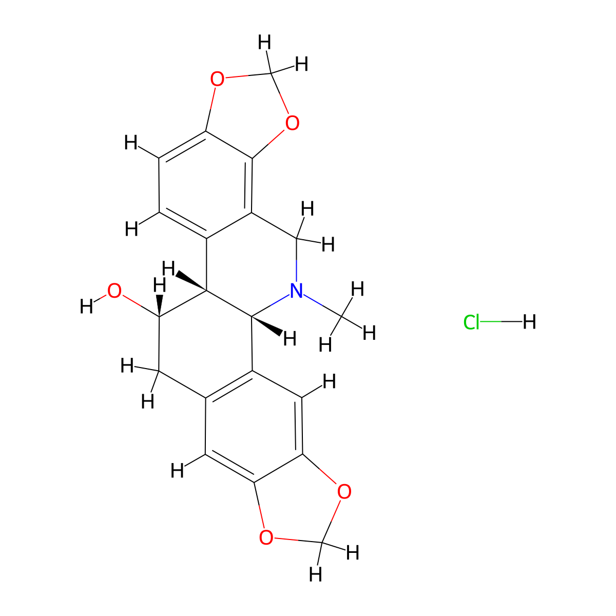 Chelidonine hydrochloride molecular structure, CAS 4312-31-6
