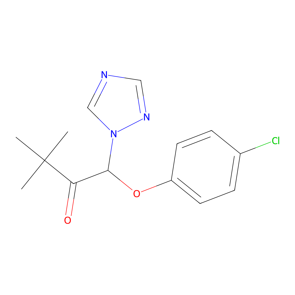 Triadimefon molecular structure, CAS 43121-43-3