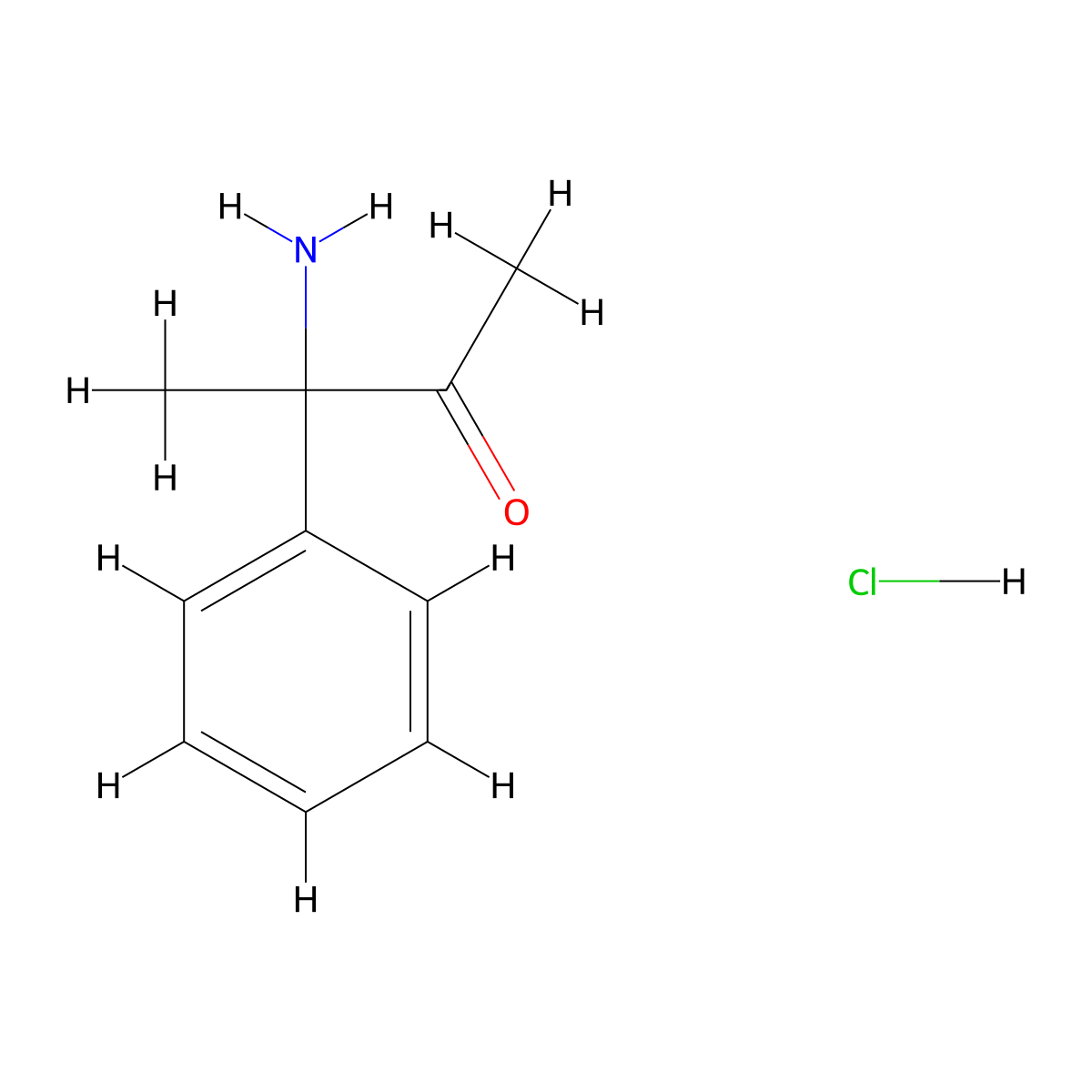 3-Amino-3-phenylbutan-2-one hydrochloride molecular structure, CAS 43129-61-9