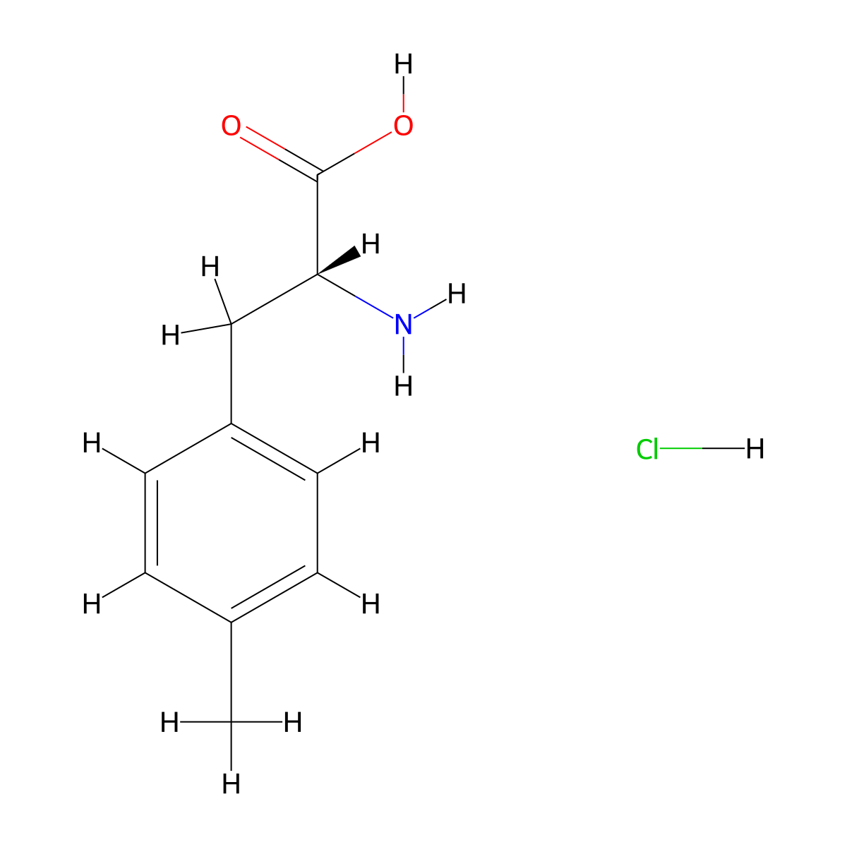 D-Phenylalanine, 4-methyl-, hydrochloride (1:1) molecular structure, CAS 4313-71-7