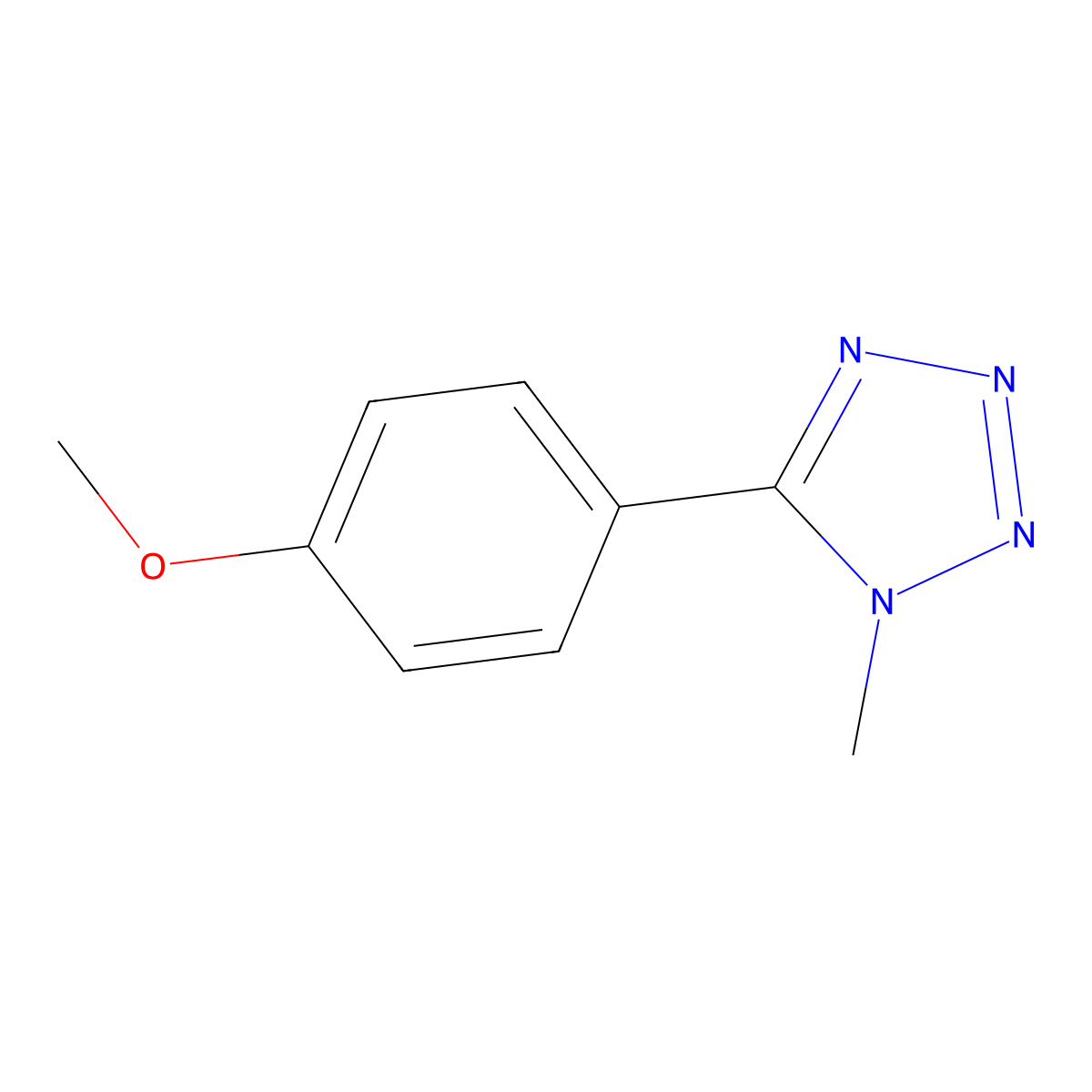 5-(4-methoxyphenyl)-1-methyl-1H-tetrazole molecular structure, CAS 43131-46-0