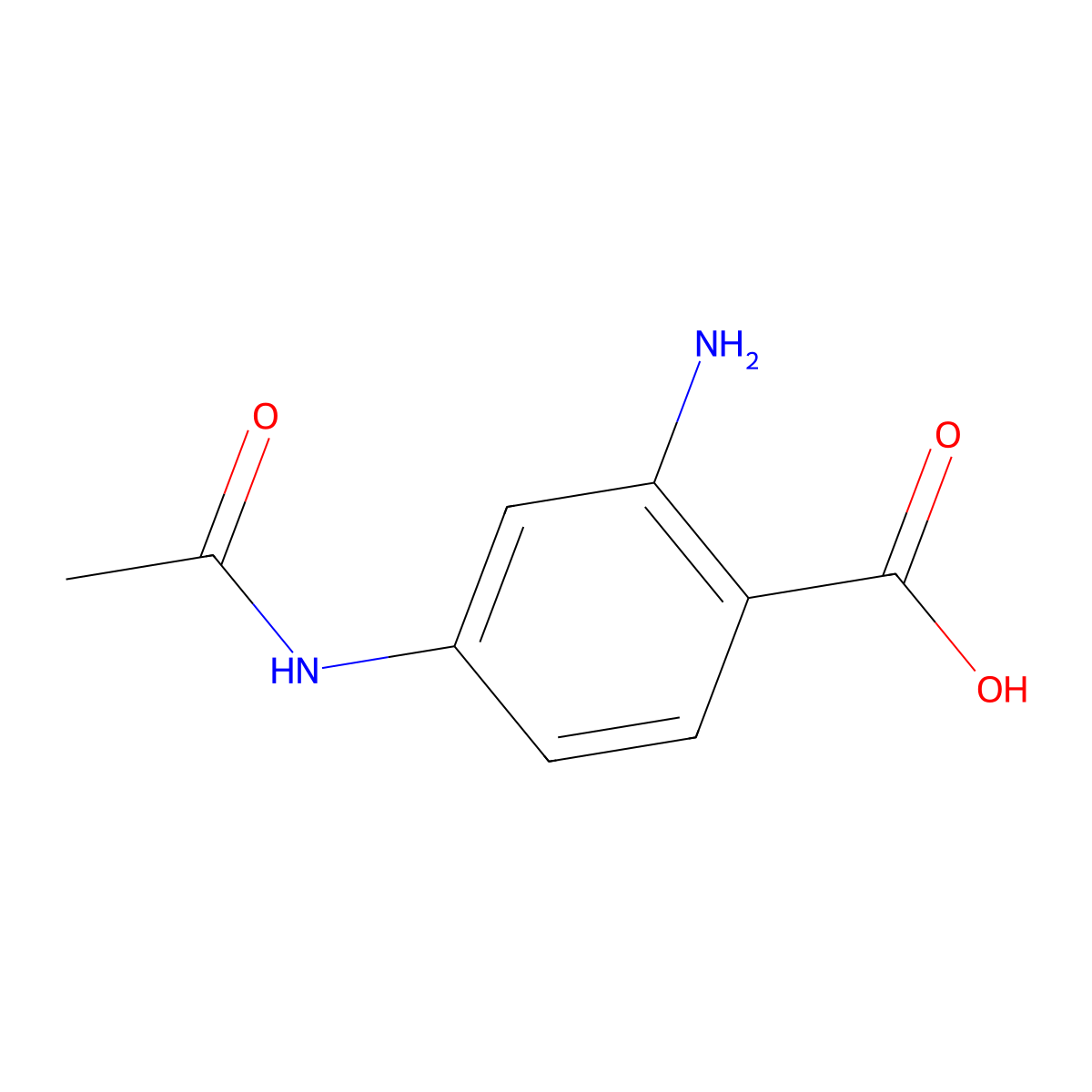 4-Acetylamino-2-aminobenzoic acid molecular structure, CAS 43134-76-5