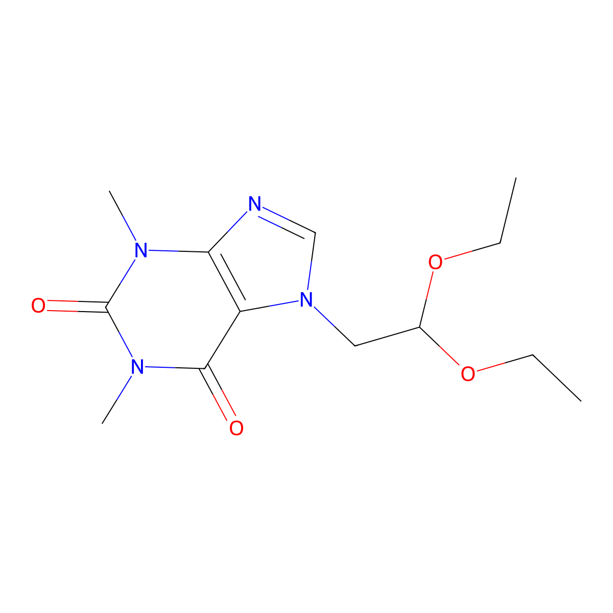 7-(2',2'-Diethoxyethyl)theophylline molecular structure, CAS 43135-57-5
