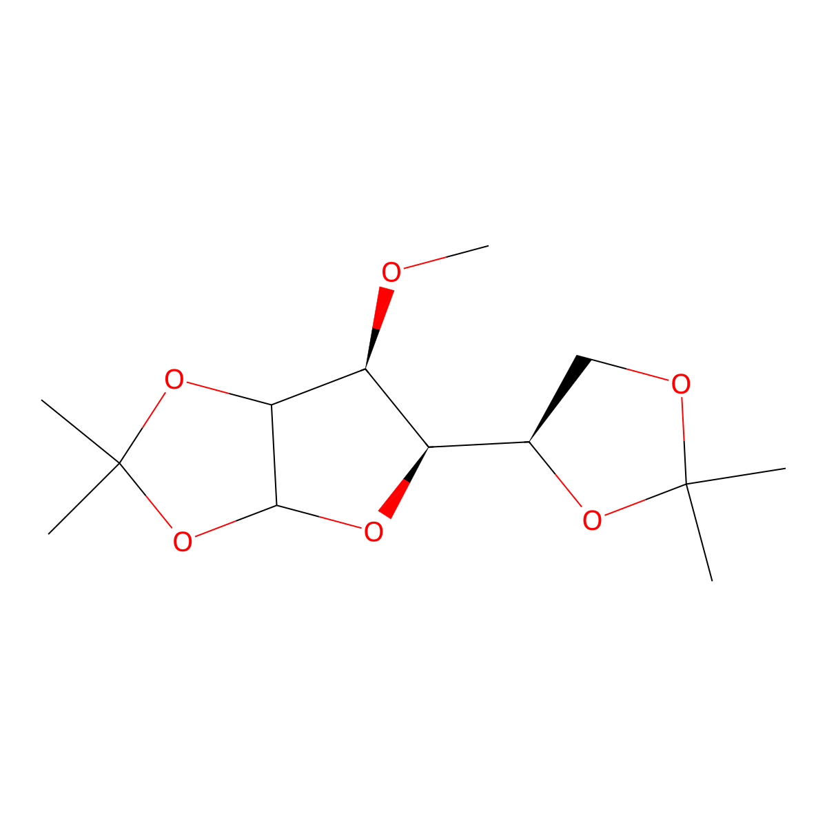 Glucofuranose, 1:2,5:6-di-O-isopropylidene-3-O-methyl-, alpha-D- molecular structure, CAS 43138-64-3