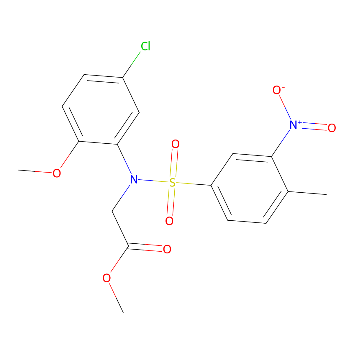 methyl 2-(5-chloro-2-methoxy-N-(4-methyl-3-nitrophenyl)sulfonylanilino)acetate molecular structure, CAS 4314-08-3