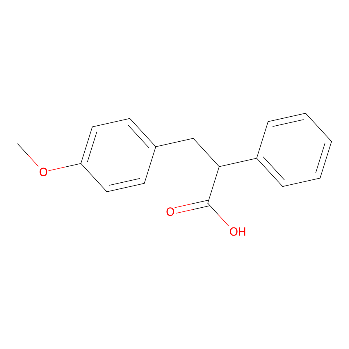 3-(4-Methoxyphenyl)-2-phenylpropionic acid molecular structure, CAS 4314-68-5