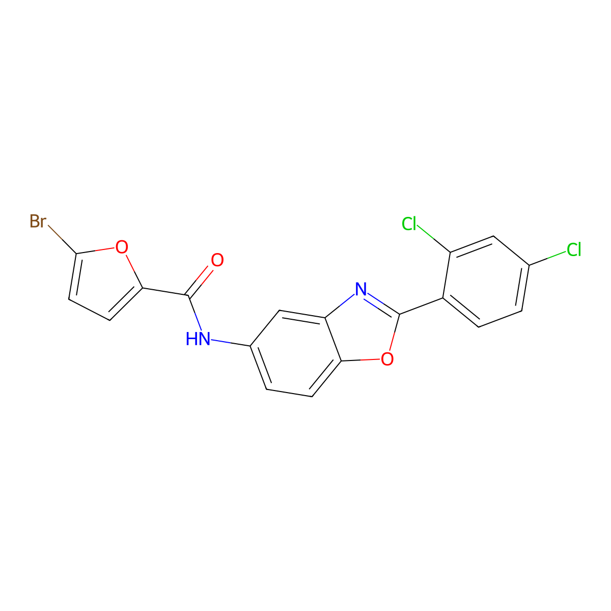 5-bromo-N-[2-(2,4-dichlorophenyl)-1,3-benzoxazol-5-yl]furan-2-carboxamide molecular structure, CAS 4314-69-6