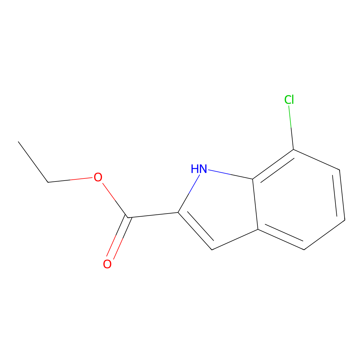 ethyl 7-chloro-1H-indole-2-carboxylate molecular structure, CAS 43142-64-9