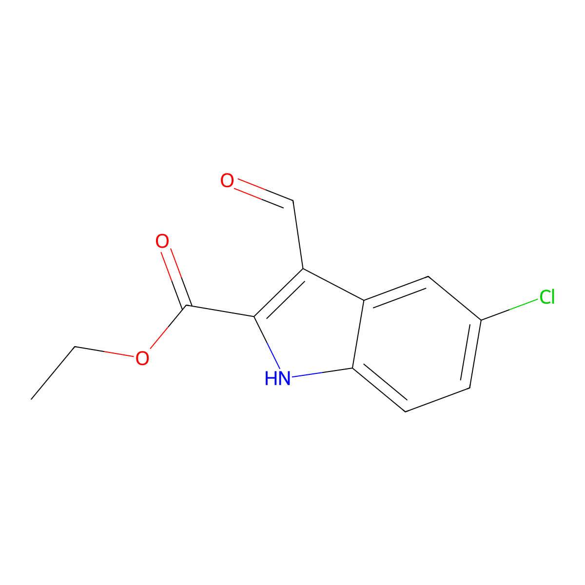 ethyl 5-chloro-3-formyl-1H-indole-2-carboxylate molecular structure, CAS 43142-76-3