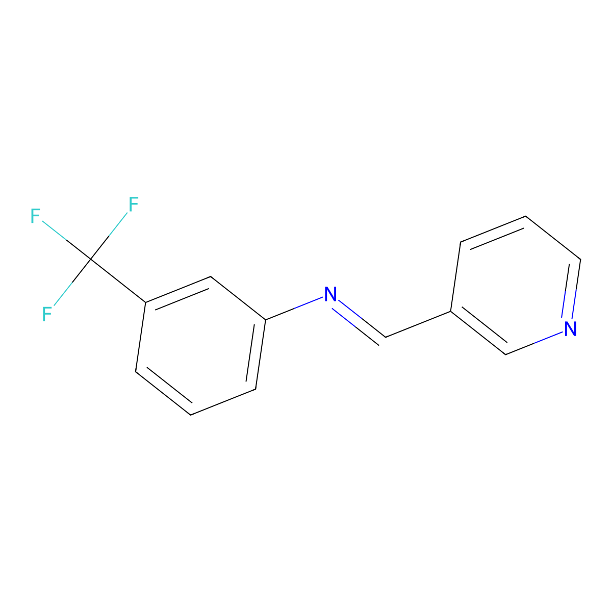 Benzenamine, N-(3-pyridinylmethylene)-3-(trifluoromethyl)- molecular structure, CAS 43145-07-9