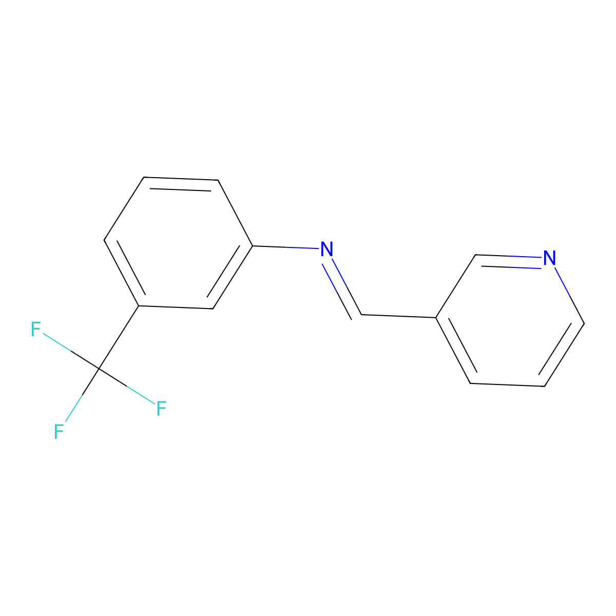 Benzenamine, N-(3-pyridinylmethylene)-3-(trifluoromethyl)- molecular structure, CAS 43145-07-9