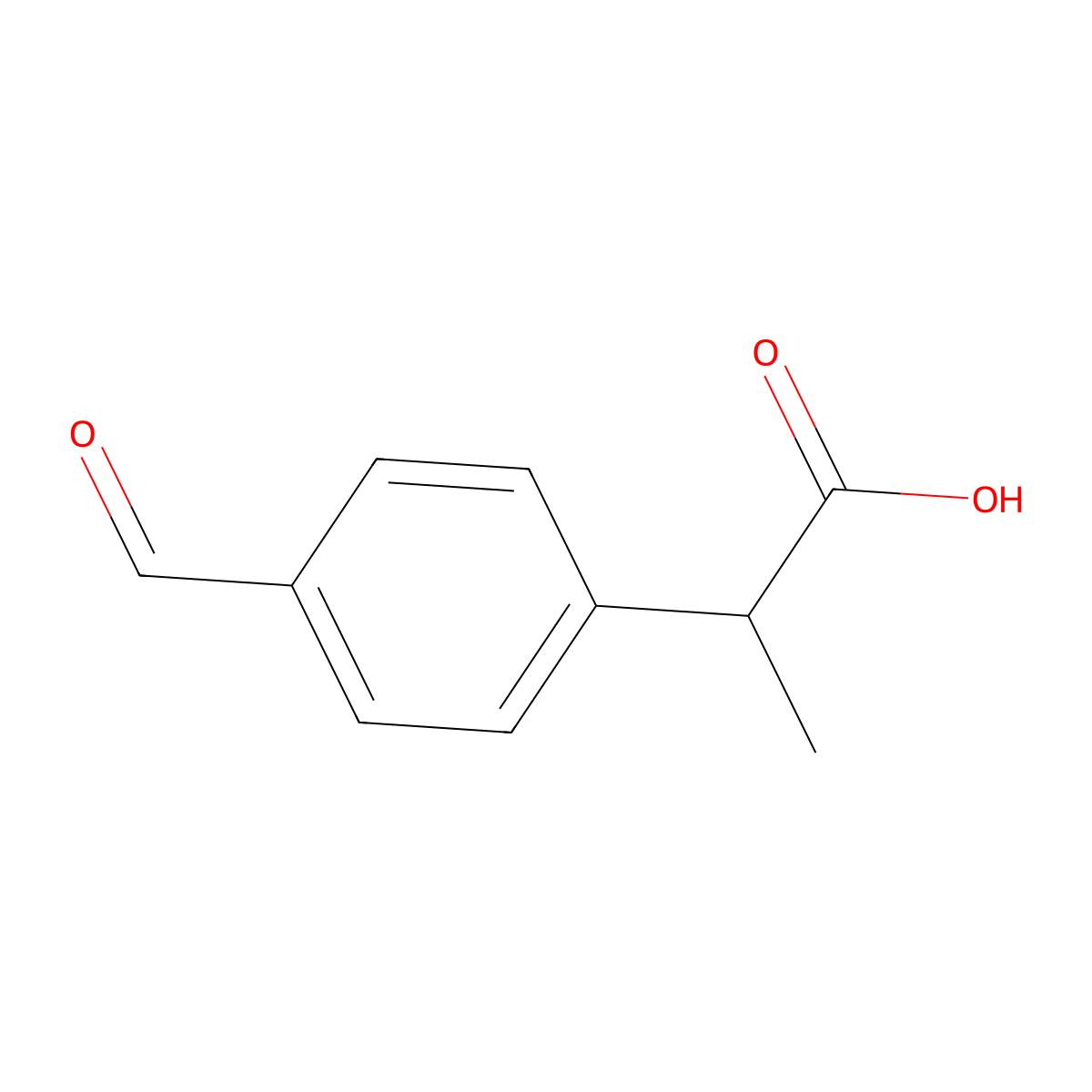 2-(4-Formylphenyl)propionic acid molecular structure, CAS 43153-07-7