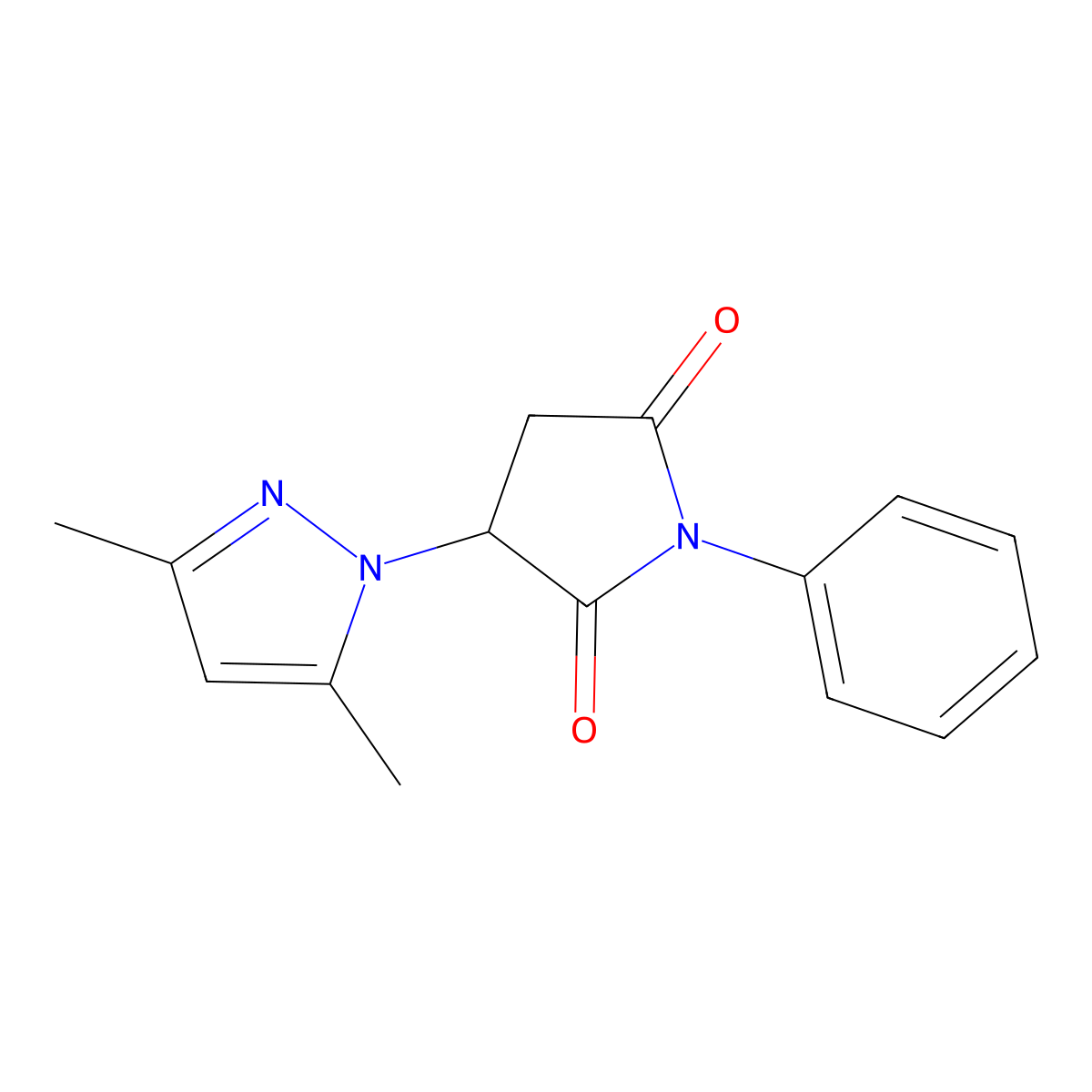 3-(3,5-Dimethyl-pyrazol-1-yl)-1-phenyl-pyrrolidine-2,5-dione molecular structure, CAS 43154-20-7