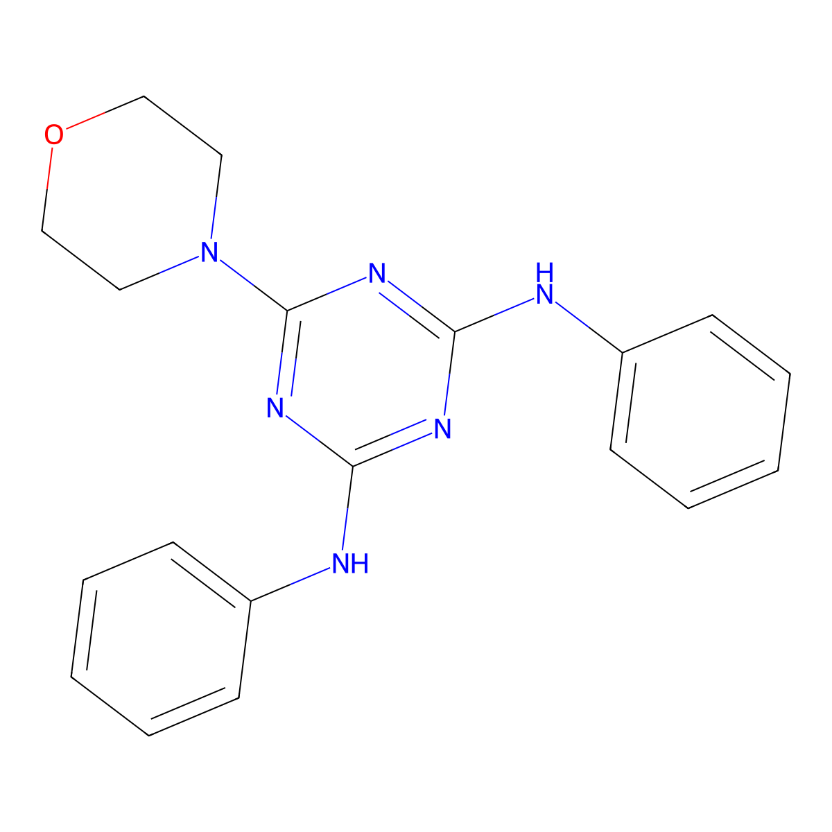 1,3,5-Triazine-2,4-diamine, 6-(4-morpholinyl)-n2,n4-diphenyl- molecular structure, CAS 43167-79-9