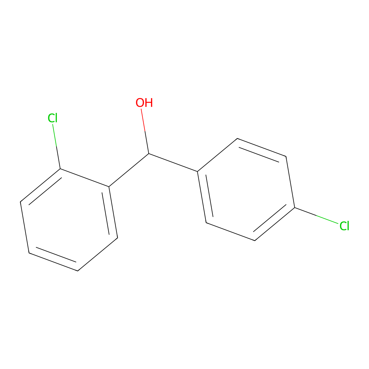 (2-Chlorophenyl)(4-chlorophenyl)methanol molecular structure, CAS 43171-49-9