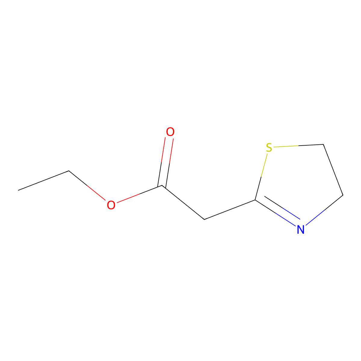 Ethyl 2-(4,5-dihydro-1,3-thiazol-2-yl)acetate molecular structure, CAS 43183-24-0