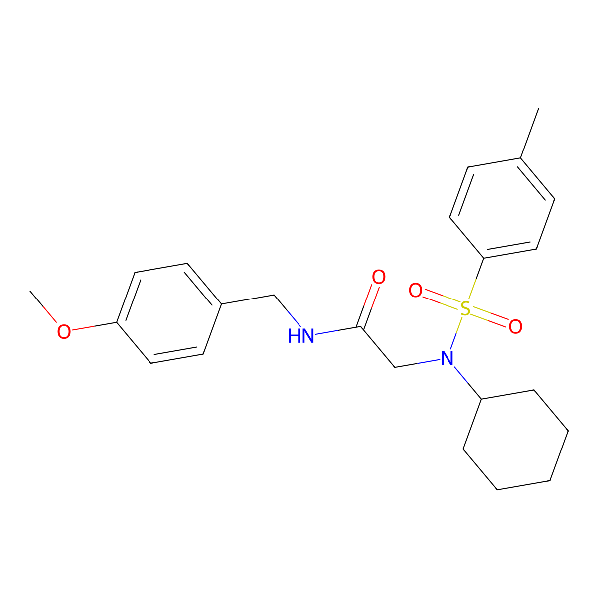 2-[cyclohexyl-(4-methylphenyl)sulfonylamino]-N-[(4-methoxyphenyl)methyl]acetamide molecular structure, CAS 431882-12-1
