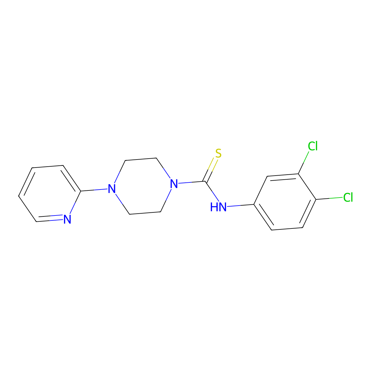 N-(3,4-dichlorophenyl)-4-pyridin-2-ylpiperazine-1-carbothioamide molecular structure, CAS 431882-41-6