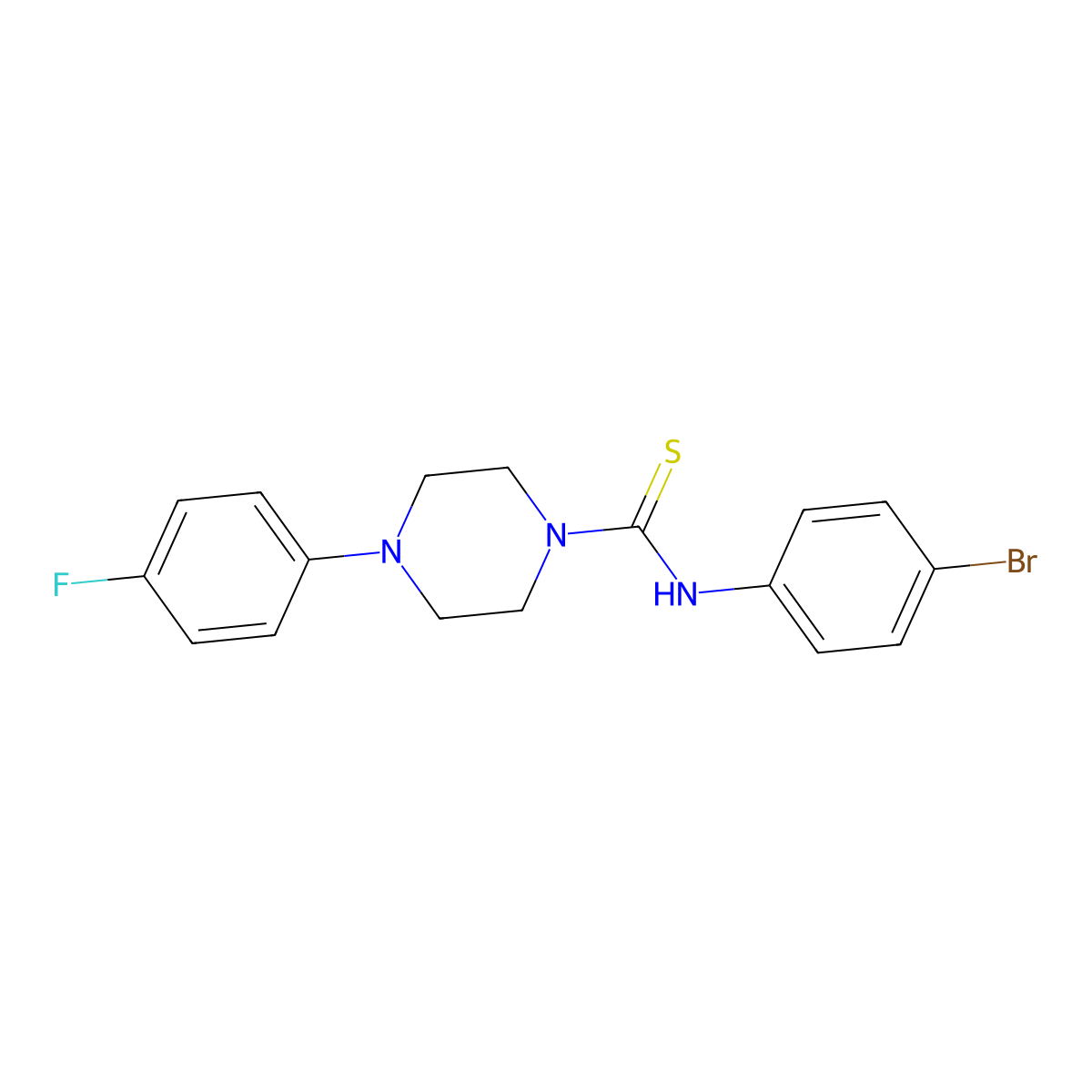 N-(4-bromophenyl)-4-(4-fluorophenyl)piperazine-1-carbothioamide molecular structure, CAS 431882-54-1