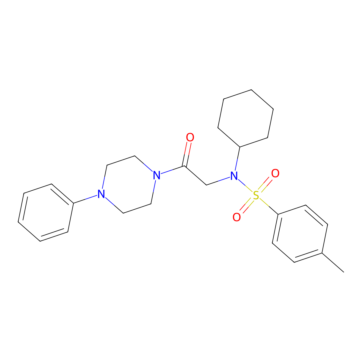 N-cyclohexyl-4-methyl-N-[2-oxo-2-(4-phenylpiperazin-1-yl)ethyl]benzenesulfonamide molecular structure, CAS 431882-66-5