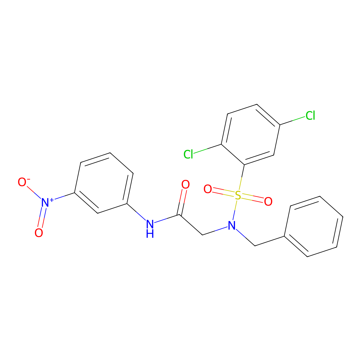 2-[benzyl-(2,5-dichlorophenyl)sulfonylamino]-N-(3-nitrophenyl)acetamide molecular structure, CAS 431882-67-6