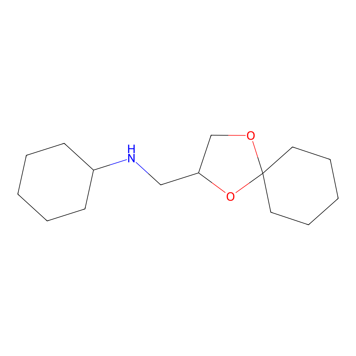 N-(1,4-dioxaspiro[4.5]decan-3-ylmethyl)cyclohexanamine molecular structure, CAS 431882-73-4