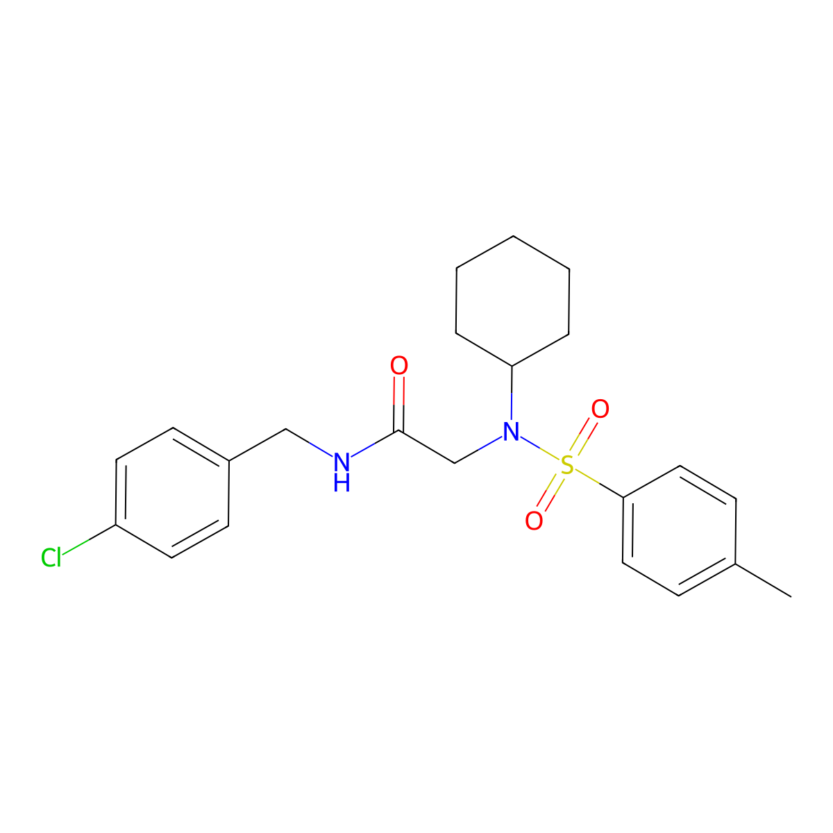N-[(4-chlorophenyl)methyl]-2-[cyclohexyl-(4-methylphenyl)sulfonylamino]acetamide molecular structure, CAS 431882-75-6