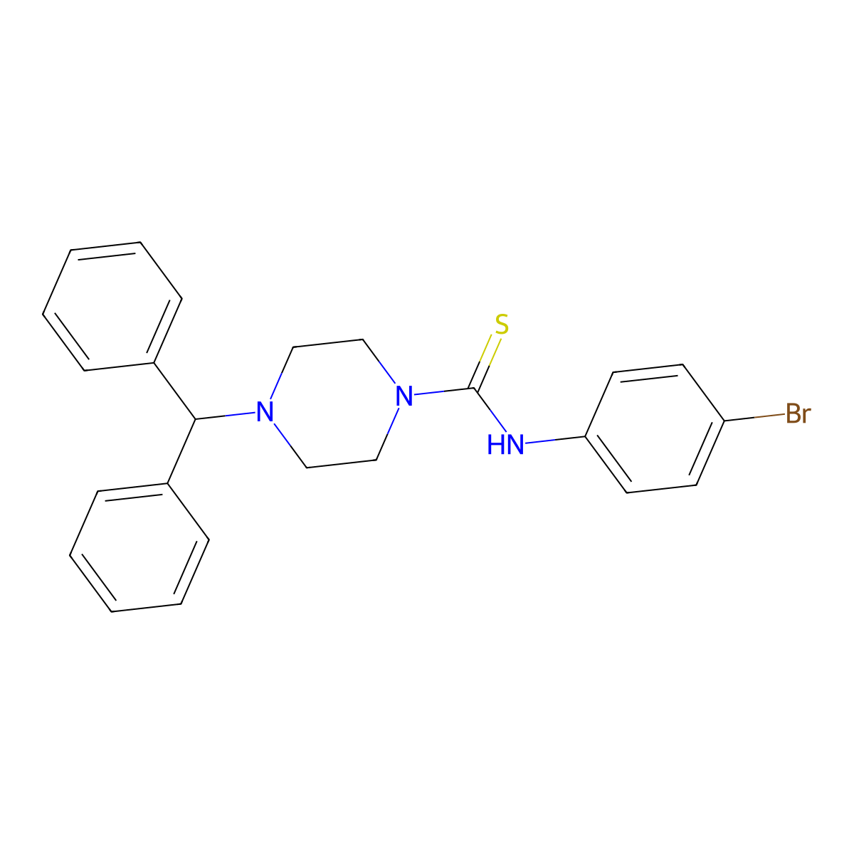 4-benzhydryl-N-(4-bromophenyl)piperazine-1-carbothioamide molecular structure, CAS 431882-95-0