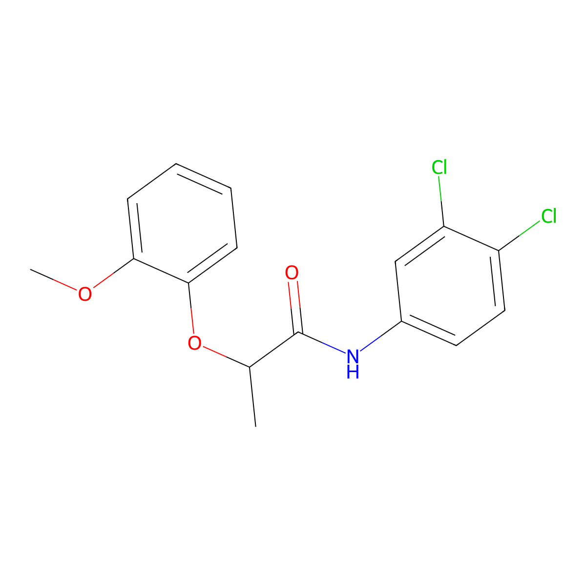 N-(3,4-dichlorophenyl)-2-(2-methoxyphenoxy)propanamide molecular structure, CAS 431883-11-3