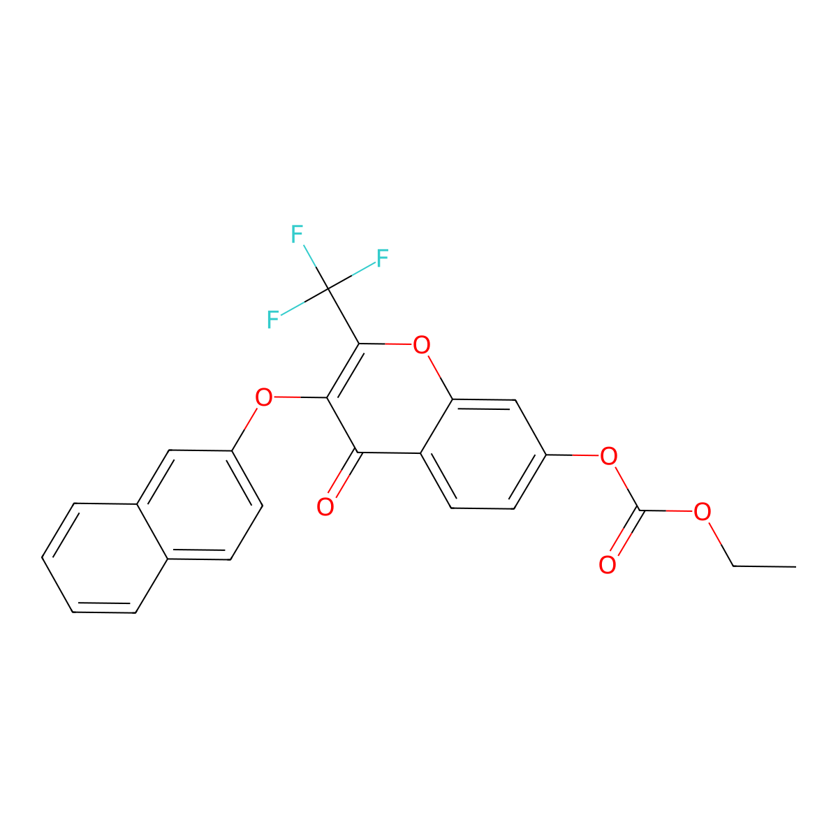 Ethyl [3-naphthalen-2-yloxy-4-oxo-2-(trifluoromethyl)chromen-7-yl] carbonate molecular structure, CAS 431883-18-0