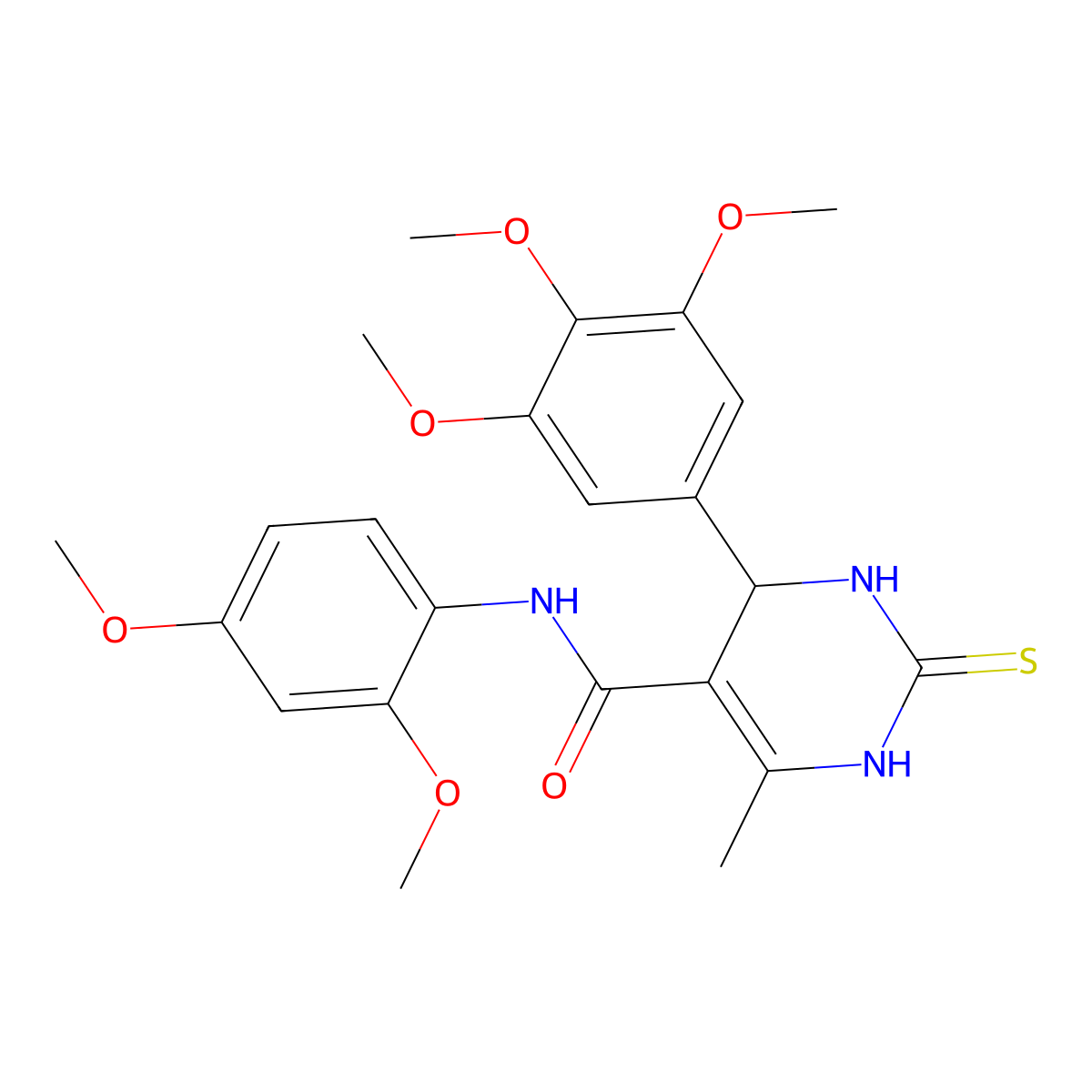 N-(2,4-dimethoxyphenyl)-6-methyl-2-thioxo-4-(3,4,5-trimethoxyphenyl)-1,2,3,4-tetrahydropyrimidine-5-carboxamide molecular structure, CAS 431883-31-7