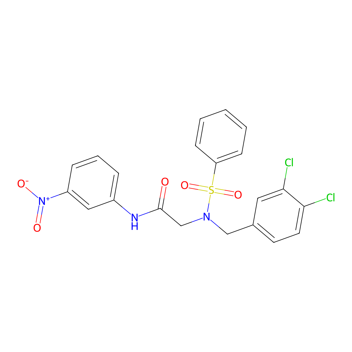 2-[benzenesulfonyl-[(3,4-dichlorophenyl)methyl]amino]-N-(3-nitrophenyl)acetamide molecular structure, CAS 431883-34-0