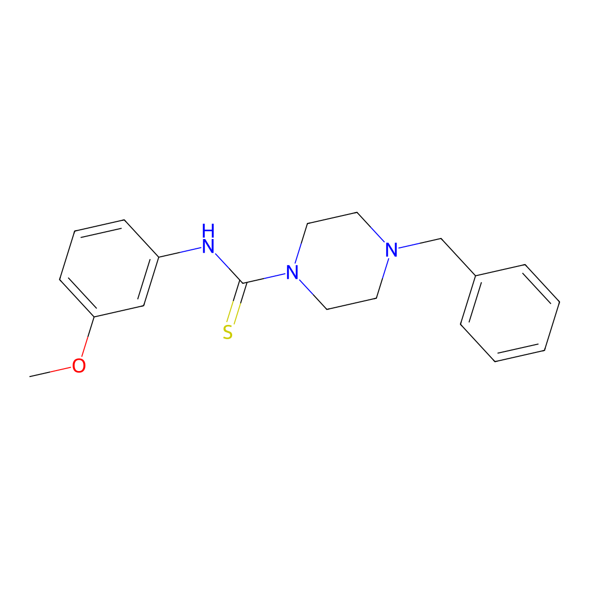 4-benzyl-N-(3-methoxyphenyl)piperazine-1-carbothioamide molecular structure, CAS 431883-57-7