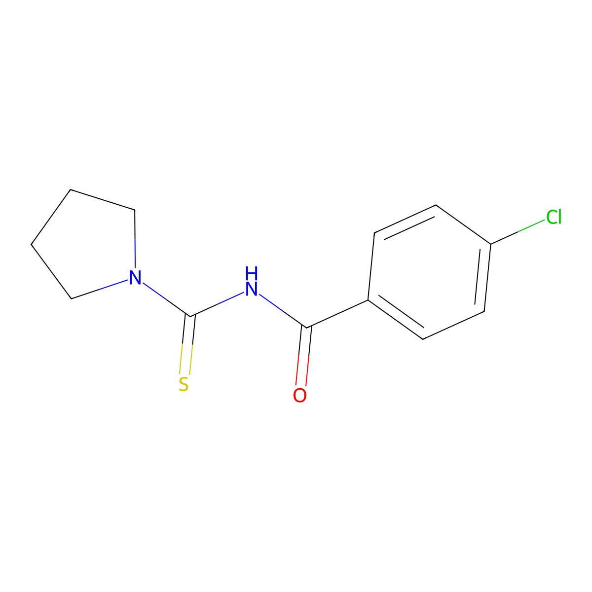 4-chloro-N-(pyrrolidine-1-carbothioyl)benzamide molecular structure, CAS 431883-60-2
