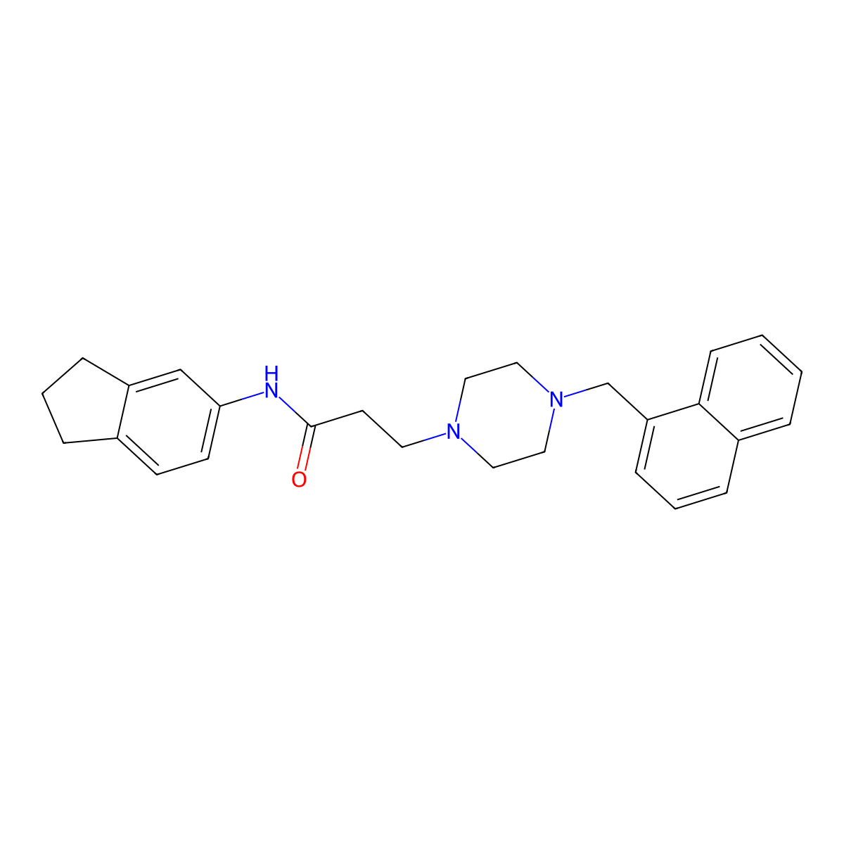 N-(2,3-dihydro-1H-inden-5-yl)-3-[4-(naphthalen-1-ylmethyl)piperazin-1-yl]propanamide molecular structure, CAS 431883-79-3