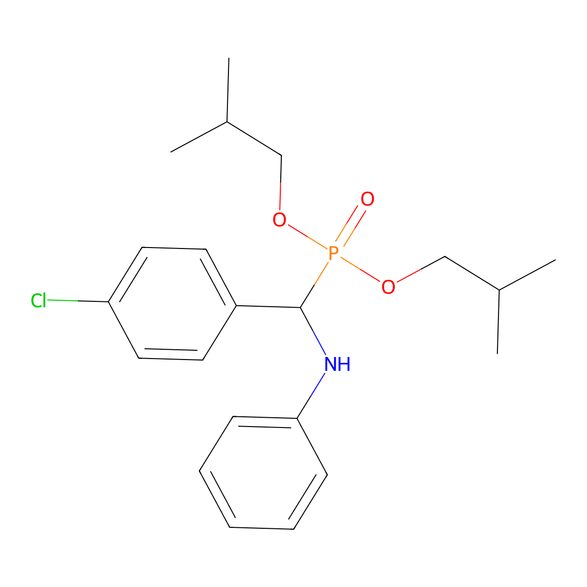 N-[bis(2-methylpropoxy)phosphoryl-(4-chlorophenyl)methyl]aniline molecular structure, CAS 431883-84-0