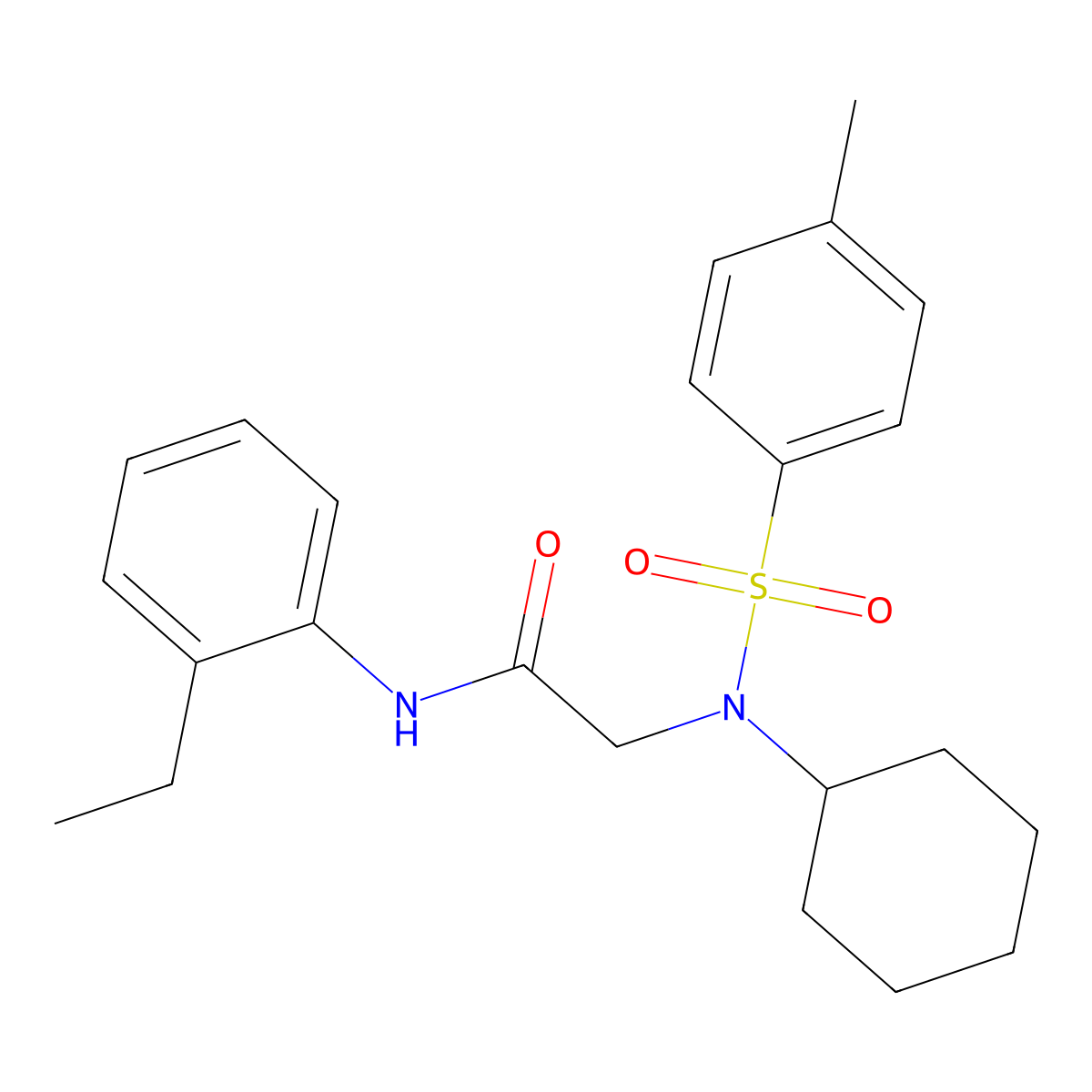 2-[cyclohexyl-(4-methylphenyl)sulfonylamino]-N-(2-ethylphenyl)acetamide molecular structure, CAS 431883-90-8