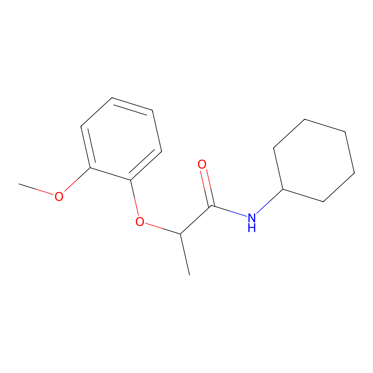 N-cyclohexyl-2-(2-methoxyphenoxy)propanamide molecular structure, CAS 431883-93-1