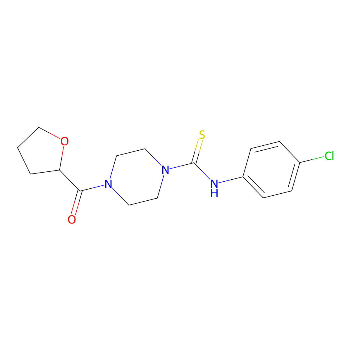 N-(4-chlorophenyl)-4-(oxolane-2-carbonyl)piperazine-1-carbothioamide molecular structure, CAS 431884-18-3