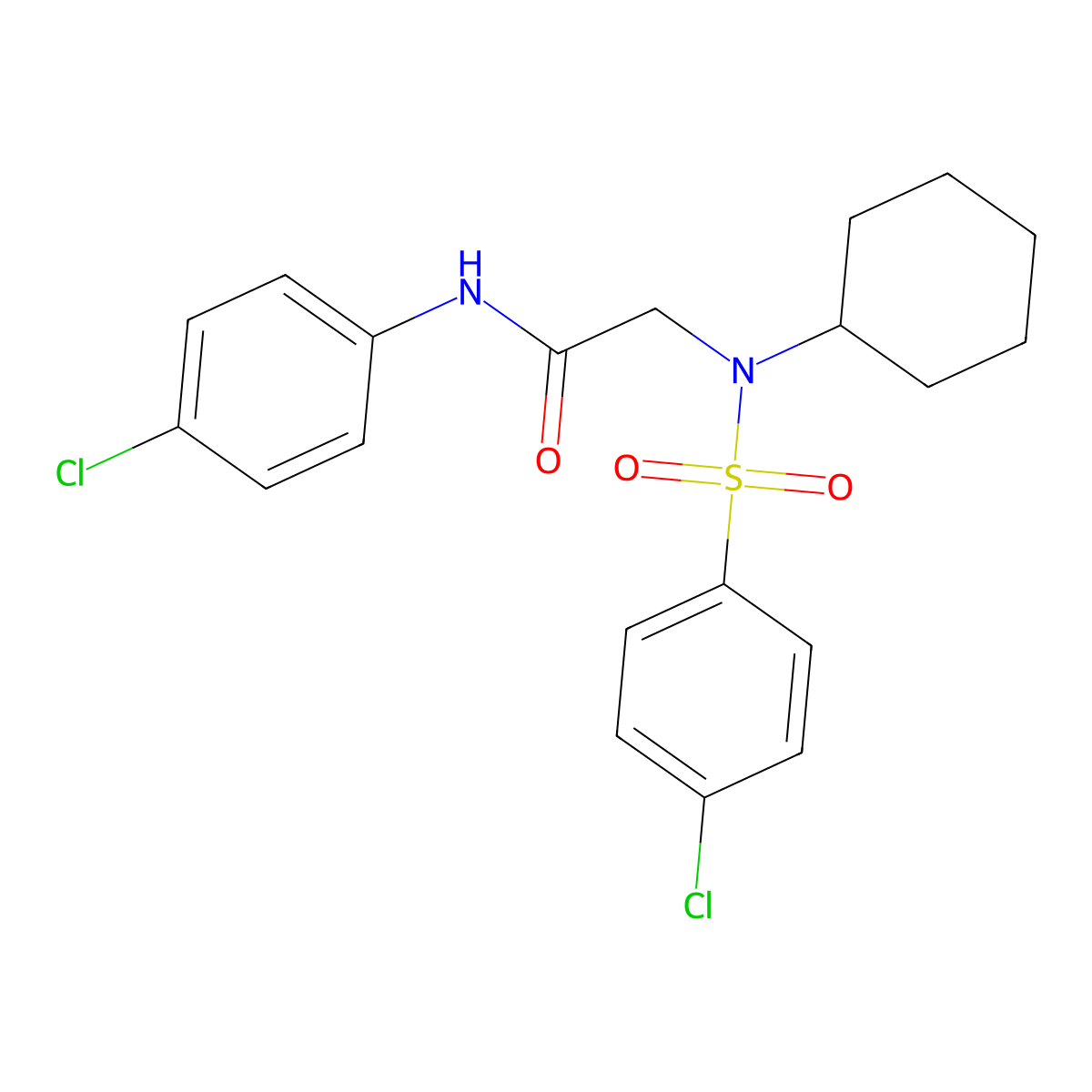 N-(4-chlorophenyl)-2-[(4-chlorophenyl)sulfonyl-cyclohexylamino]acetamide molecular structure, CAS 431884-50-3