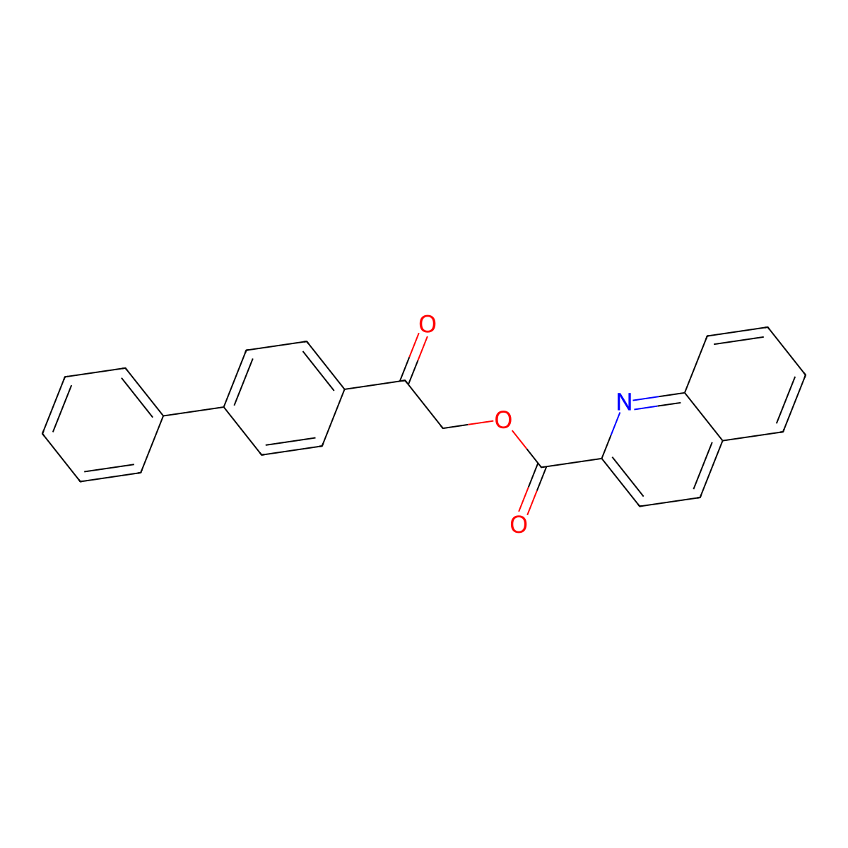2-(Biphenyl-4-yl)-2-oxoethyl quinoline-2-carboxylate molecular structure, CAS 431884-53-6