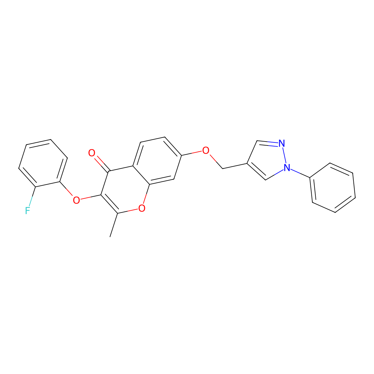 3-(2-fluorophenoxy)-2-methyl-7-[(1-phenyl-1H-pyrazol-4-yl)methoxy]-4H-chromen-4-one molecular structure, CAS 431884-54-7
