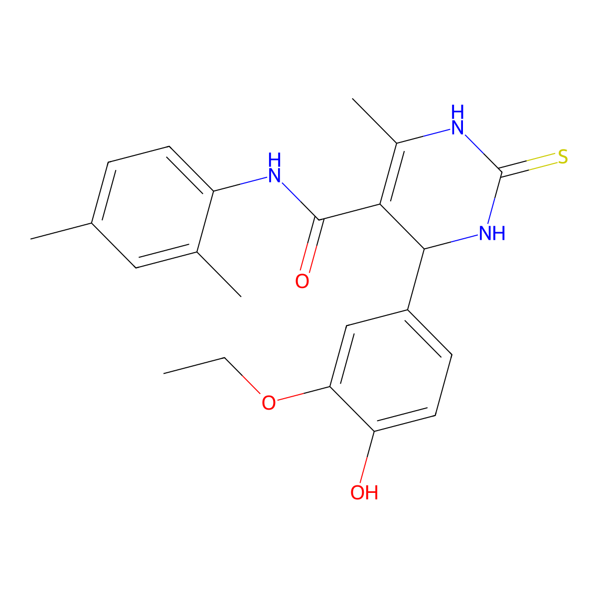 N-(2,4-dimethylphenyl)-4-(3-ethoxy-4-hydroxyphenyl)-6-methyl-2-sulfanylidene-3,4-dihydro-1H-pyrimidine-5-carboxamide molecular structure, CAS 431884-55-8