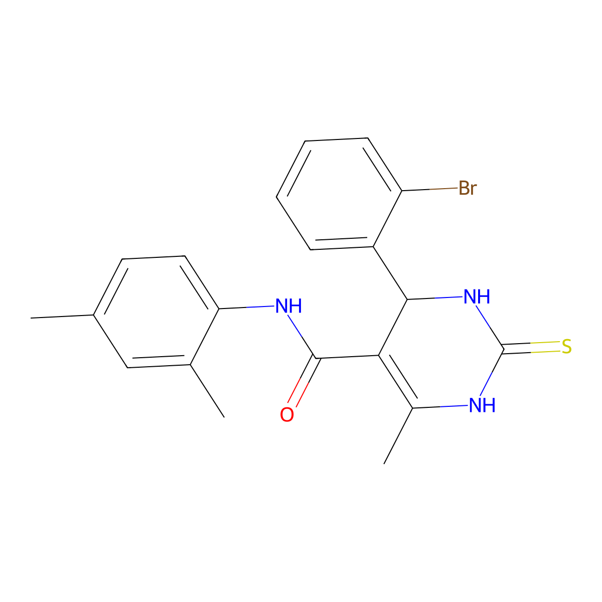4-(2-bromophenyl)-N-(2,4-dimethylphenyl)-6-methyl-2-thioxo-1,2,3,4-tetrahydropyrimidine-5-carboxamide molecular structure, CAS 431884-61-6