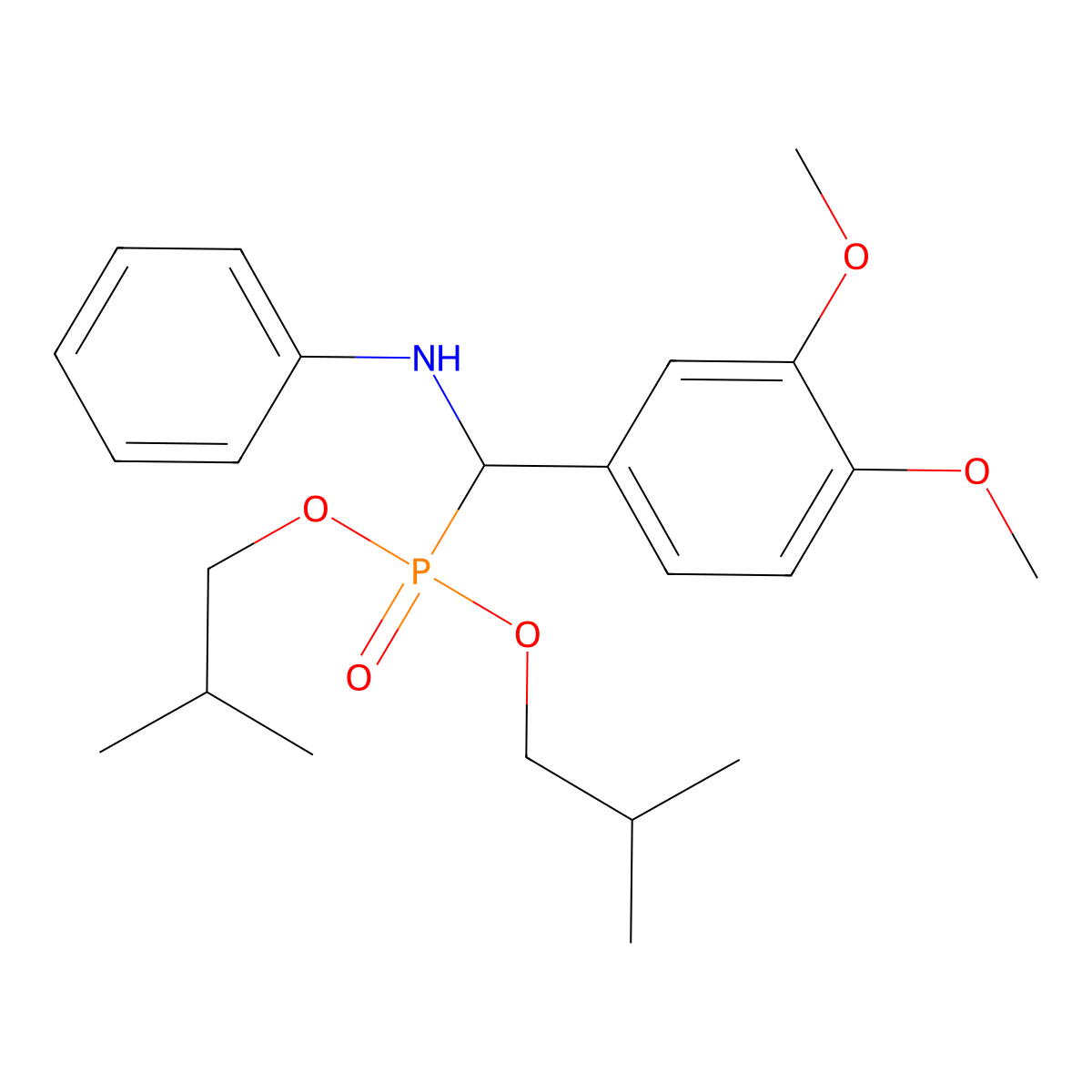 N-[bis(2-methylpropoxy)phosphoryl-(3,4-dimethoxyphenyl)methyl]aniline molecular structure, CAS 431884-67-2